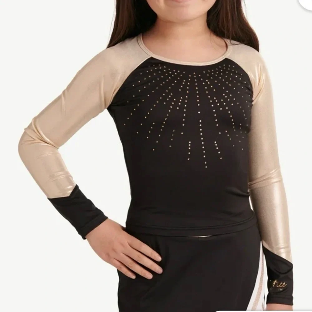 New Justice Girls Long Sleeve Cheer Dance Gymnastics Top Size X Large NWT